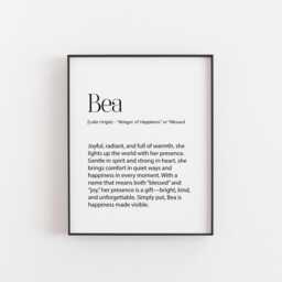 Bea Name Meaning Print - Joyful, Gentle & Bright Wall Art, Baby Girl Gift, Nursery Decor, Latin Origin Poster, Uplifting Art - thumbnail 1