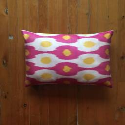 Uzbek Ikat Pillow Cover Handwoven Silk Ethnic Lumbar - thumbnail 2