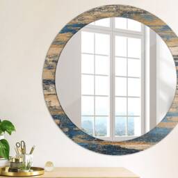 Abstract Wood, Brown, Round Mirror Frame, Wedding Gift, Decorative Wall, Bathroom - thumbnail 3