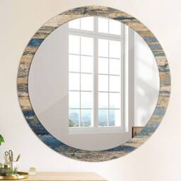Abstract Wood, Brown, Round Mirror Frame, Wedding Gift, Decorative Wall, Bathroom - thumbnail 4
