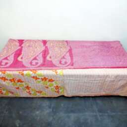 Kantha Quilt Indian Hand Quilted Cotton Bedspread Blanket Bedding Ralli, Bed Foot Throw - thumbnail 3