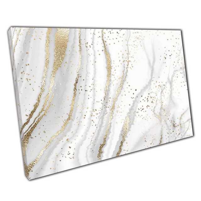 Abstract Marble Canvas Print - Elegant Grey White Gold Minimalist Wall Art For Home Office - image 1