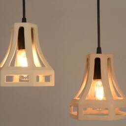 Industrial Inspired Ceramic Bell Chandelier, Contemporary Architectural Accent - Naaya Bell Cage - thumbnail 2