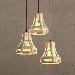 Industrial Inspired Ceramic Bell Chandelier, Contemporary Architectural Accent - Naaya Bell Cage - thumbnail 1