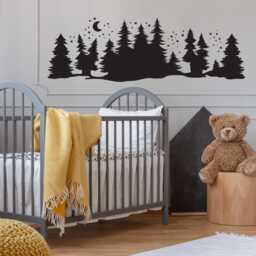 Pine Tree Forest Wall Decal Moon & Stars Nursery Decor Lw121 - thumbnail 3