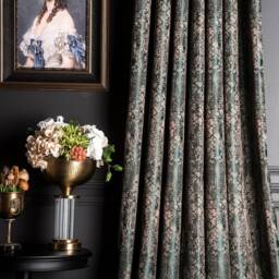 Green Damask Curtains Luxury Patterned Custom Drape - thumbnail 2