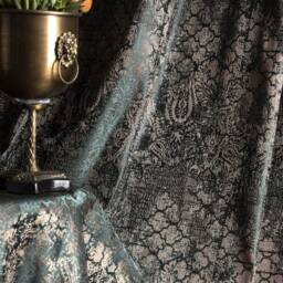 Green Damask Curtains Luxury Patterned Custom Drape - thumbnail 4