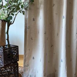 Minimalist Floral Linen Curtains French Country Drapes Softened Retro Boho Curtain Panel Custom Living Room Bedroom Cafe Valances Set Of 2 - thumbnail 2