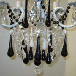 Shabby White With Silver 5 Arm Cherub Chandelier Black, White, Clear Crystal Teardrops. Mini Custom Made To Order - thumbnail 3