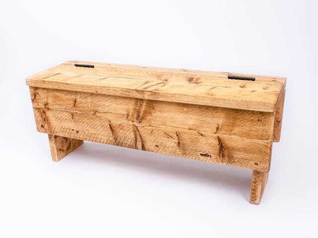 Rustic Wood Storage Bench Handmade Blanket Box Toy Chest - image 1