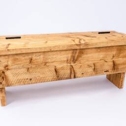 Rustic Wood Storage Bench Handmade Blanket Box Toy Chest - thumbnail 2