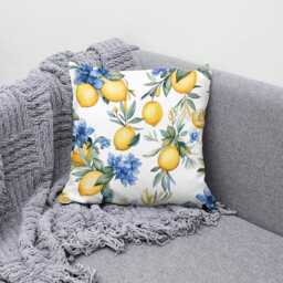 Lemon Floral Canvas Cushion Cover Vibrant Home Decor