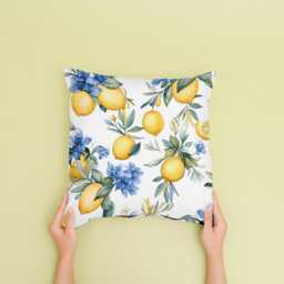 Lemon Floral Canvas Cushion Cover Vibrant Home Decor - thumbnail 3