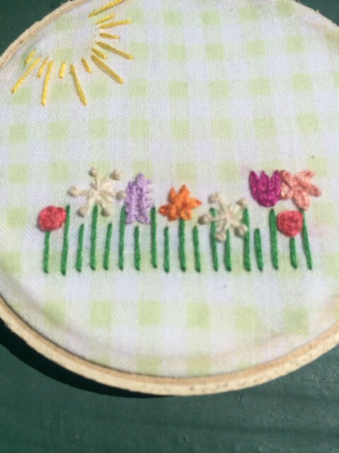 Wild Flowers Decor - Sunny Day Flowers Scene Hand Embroidery Wall Art - image 1