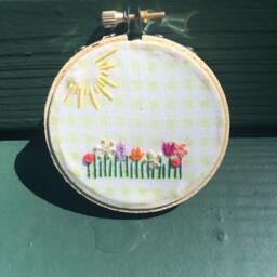 Wild Flowers Decor - Sunny Day Flowers Scene Hand Embroidery Wall Art - thumbnail 3