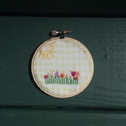 Wild Flowers Decor - Sunny Day Flowers Scene Hand Embroidery Wall Art - thumbnail 2