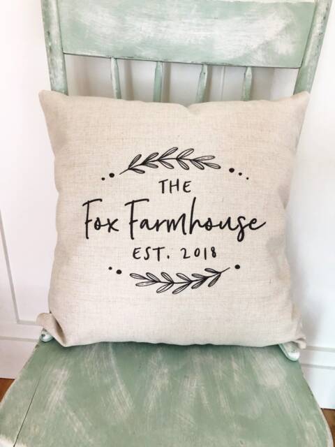 Personalized Linen Monogram Pillow Cover Rustic Farmhouse Decor - image 1