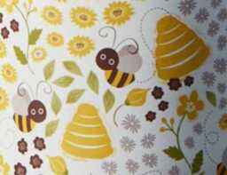 White Ceramic Planter With Yellow Honey Bee Design - 12cm X 13cm - thumbnail 2