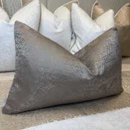 Decorative Cushion Cover, Mink Bronze Pillow Prestigious Textiles Fabric , Luxury Cover For Sofa Bed, Lumbar Size - thumbnail 1