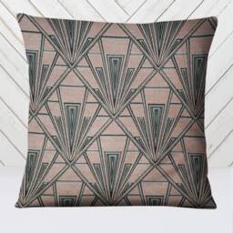 Extra Large Art Deco Cushion, Pillow Cover, Pink Gatsby Velvet Single Or Double Sided 23 Inch Square - thumbnail 1