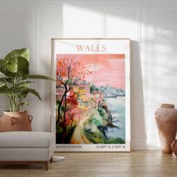 Wales Travel Print, Poster, Welsh Wall Art, Landscape Gift, Coastal Art Gift - thumbnail 3
