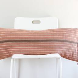 "Handwoven Lumbar Pillow Cover Vintage Karen Batik, Hemp Fringes - 14"" X 36" - thumbnail 2