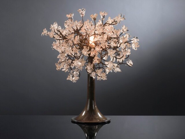 Clear Table Lamp, Modern Desk Lamp With Clear Jumping Flowers , Flowers Bedside Table Lamp - image 1
