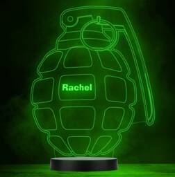 Grenade War Army Personalised Gift Colour Changing Led Lamp Night Light - thumbnail 1