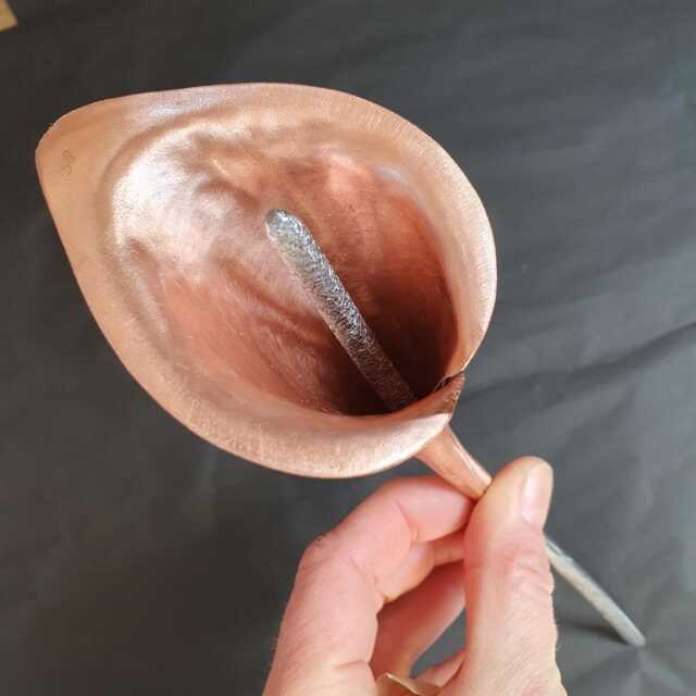 Copper Calla Lily, Girlfriend Gift, Wife Present, 7Th Wedding Anniversary, Rustic Decor, Metal Flower, Memorial Copper - image 1