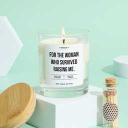 Funny Mum Gift Candle For The Woman Who Survived Raising Me Humorous Scented Keepsake For Mother's Day Mum's Birthday Christmas Appreciation - thumbnail 1
