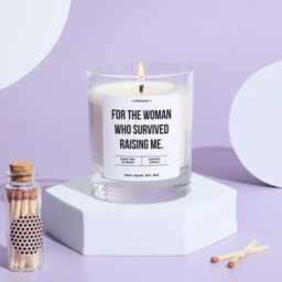Funny Mum Gift Candle For The Woman Who Survived Raising Me Humorous Scented Keepsake For Mother's Day Mum's Birthday Christmas Appreciation - thumbnail 2