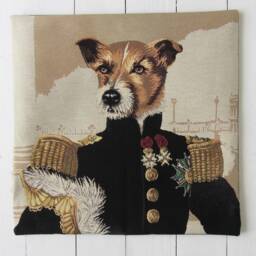 Cushion With Dogs 17x17 Inch Tapestry Dog Pillow Case Canvas Back Zipper - thumbnail 3