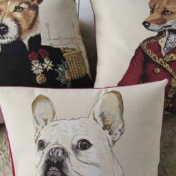 Cushion With Dogs 17x17 Inch Tapestry Dog Pillow Case Canvas Back Zipper - thumbnail 2