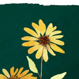 Yellow Flower Print, Wall Art, Botanical Art Minimalist Teal - thumbnail 3