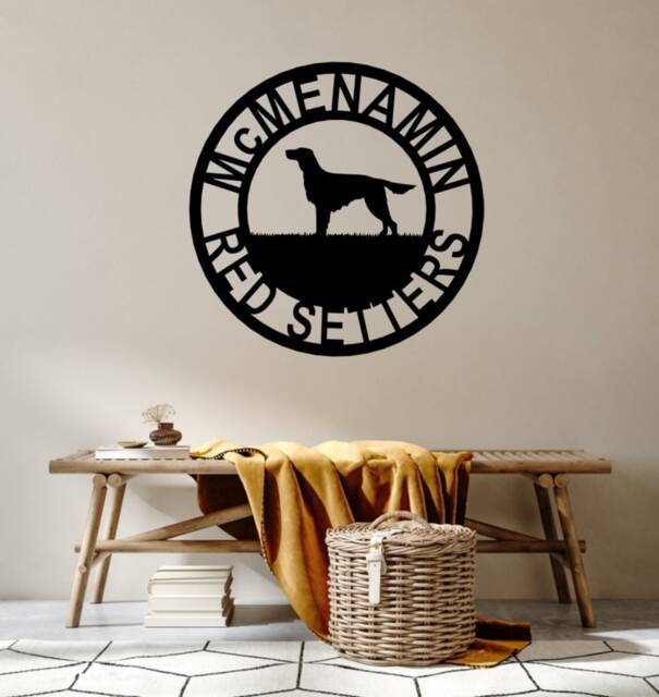 Irish Red Setter Personalised Metal Sign Custom Dog Breed Wall Art Address Gift For Lovers