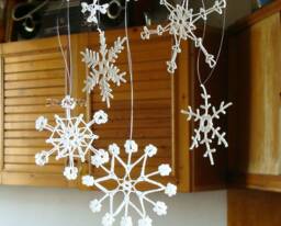 Crocheted Lace Snowflakes, Rustic Christmas Tree Ornaments, Set Of 6