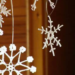 Crocheted Lace Snowflakes, Rustic Christmas Tree Ornaments, Set Of 6 - thumbnail 2