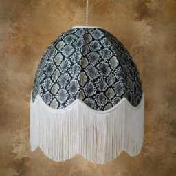 The Bianca - Snakeskin Linen Fringed Lampshade Vintage Style, Pendant, Handmade in England - thumbnail 3