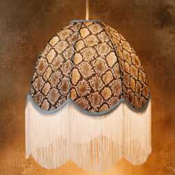 The Bianca - Snakeskin Linen Fringed Lampshade Vintage Style, Pendant, Handmade in England - thumbnail 2
