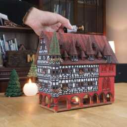 Midene Ceramic House Tea Light Candle Holder Home Decor Collectible Miniature Replica Of The Historic Town Hall Fulda F217 Tiny House - thumbnail 2
