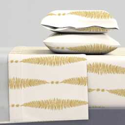 Gold Ferns Sheets - Fern Leaf On Cream By Etienne Botanical Autumn Mustard Cotton Sateen Sheet Set Bedding Spoonflower - thumbnail 1