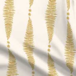 Gold Ferns Sheets - Fern Leaf On Cream By Etienne Botanical Autumn Mustard Cotton Sateen Sheet Set Bedding Spoonflower - thumbnail 4