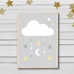 Nursery Prints Set Of 3 Animal For Nursery Bear Grey Unisex Yellow - thumbnail 2