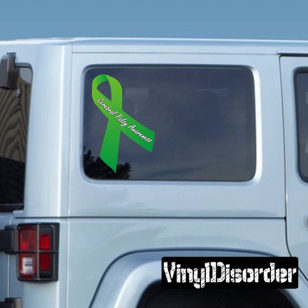 Cerebral Palsy Awareness Ribbon Vinyl Wall Decal Or Car Sticker