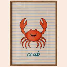 Watercolor Crab Art Print Coastal Nursery Wall Decor - thumbnail 2