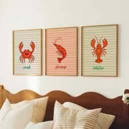 Watercolor Crab Art Print Coastal Nursery Wall Decor - thumbnail 3