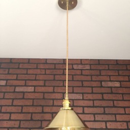 "Industrial Pendant Light -Brass 8"" Cone Shade With Patented ""Huila Electrical Connectors" - thumbnail 2