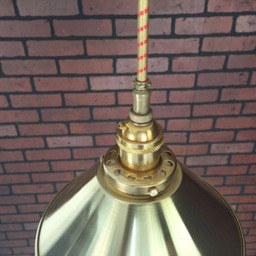 "Industrial Pendant Light -Brass 8"" Cone Shade With Patented ""Huila Electrical Connectors" - thumbnail 3