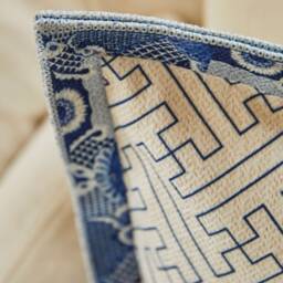 Handmade Blue Porcelain Pillow Cover, Chinoiserie Landscape Chenille Double Sided Sofa Decor - thumbnail 2