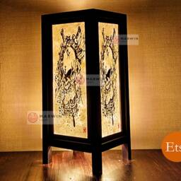 Asian Oriental Japanese Sugar Skull Lamp Zen Bedside Floor Table Paper Light Shades Bedroom Home Decor Living Room - thumbnail 2